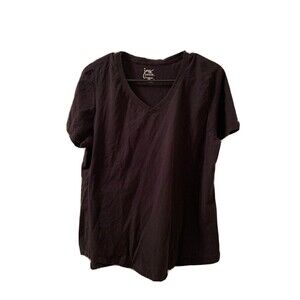 Just My Size Women’s Short Sleeve T-Shirt Size 16W V-Neck Black